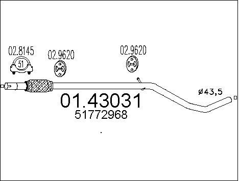 MTS Труба выхлопного газа 01.43031