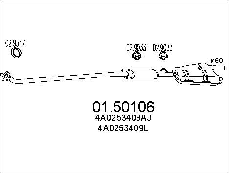 MTS Средний глушитель выхлопных газов 01.50106