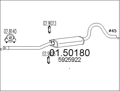 MTS Средний глушитель выхлопных газов 01.50180