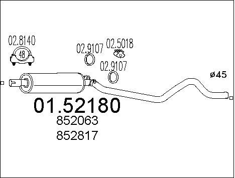 MTS Средний глушитель выхлопных газов 01.52180