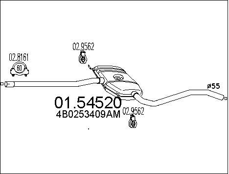 MTS Средний глушитель выхлопных газов 01.54520