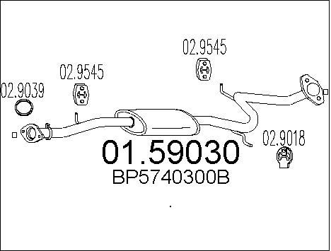 MTS Средний глушитель выхлопных газов 01.59030