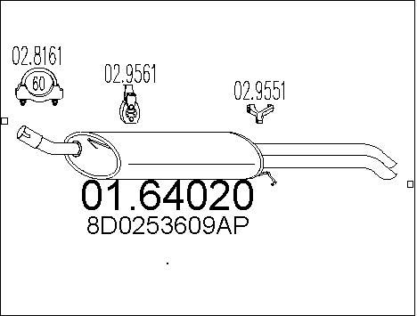 MTS Глушитель выхлопных газов конечный 01.64020