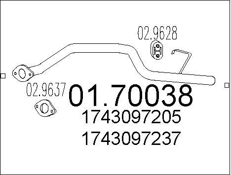 MTS Труба выхлопного газа 01.70038