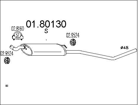 MTS Средний глушитель выхлопных газов 01.80130
