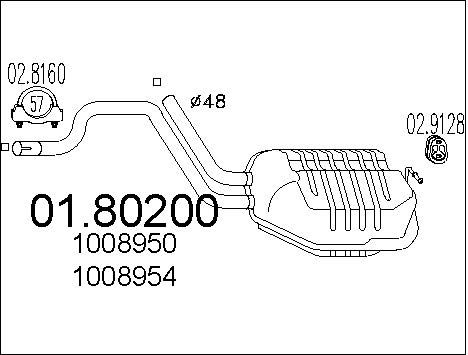 MTS Средний глушитель выхлопных газов 01.80200