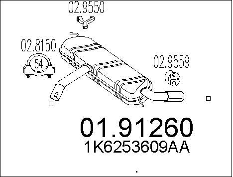 MTS Глушитель выхлопных газов конечный 01.91260
