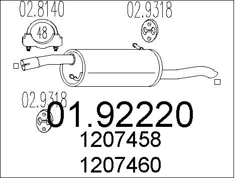 MTS Глушитель выхлопных газов конечный 01.92220