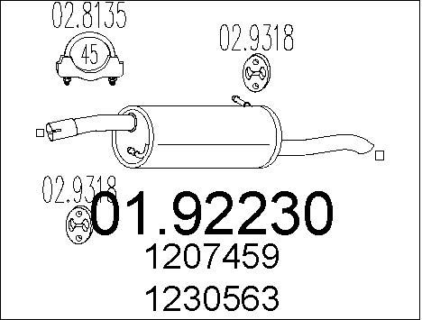MTS Глушитель выхлопных газов конечный 01.92230