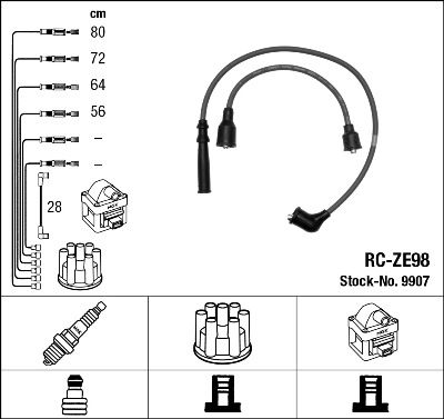 NGK Комплект проводов зажигания 9907