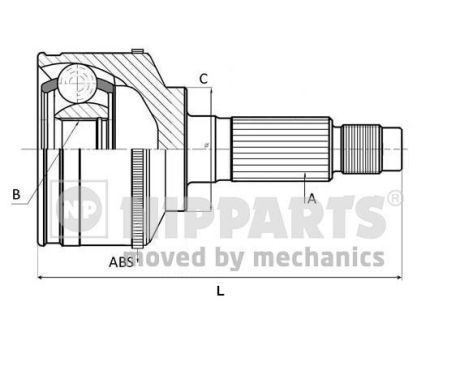 NIPPARTS Шарнирный комплект, приводной вал J2820513