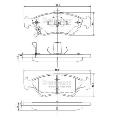 NIPPARTS Piduriklotsi komplekt,ketaspidur J3600303