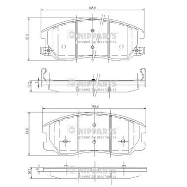 NIPPARTS Piduriklotsi komplekt,ketaspidur J3600913