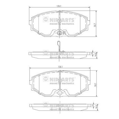 NIPPARTS Piduriklotsi komplekt,ketaspidur J3601074