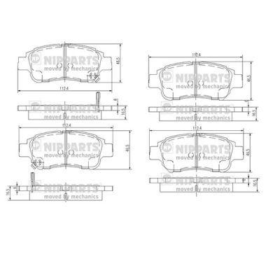 NIPPARTS Комплект тормозных колодок, дисковый тормоз J3602086
