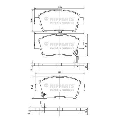 NIPPARTS Piduriklotsi komplekt,ketaspidur J3602088