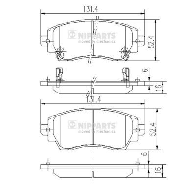 NIPPARTS Piduriklotsi komplekt,ketaspidur J3602089