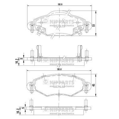 NIPPARTS Piduriklotsi komplekt,ketaspidur J3602113