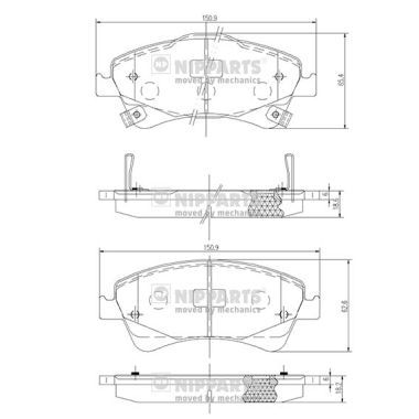 NIPPARTS Piduriklotsi komplekt,ketaspidur J3602123