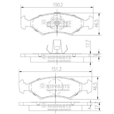 NIPPARTS Piduriklotsi komplekt,ketaspidur J3603050