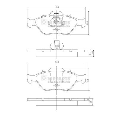 NIPPARTS Piduriklotsi komplekt,ketaspidur J3603065