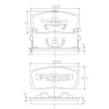 NIPPARTS Piduriklotsi komplekt,ketaspidur J3606006