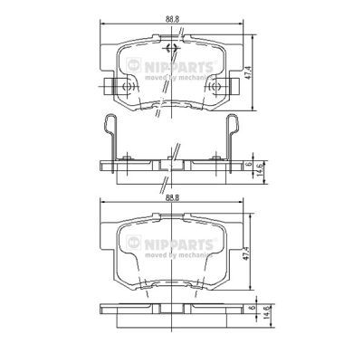 NIPPARTS Piduriklotsi komplekt,ketaspidur J3614008