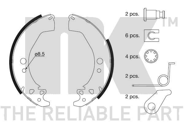 NK Комплект тормозных колодок, стояночная тормозная с 2737649