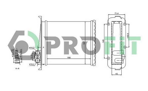 PROFIT Теплообменник, отопление салона PR 4525A1