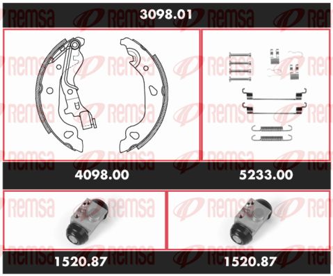 REMSA Комплект тормозов, барабанный тормозной механизм 3098.01