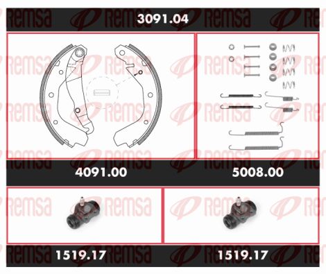 REMSA Комплект тормозов, барабанный тормозной механизм SPK 3091.04