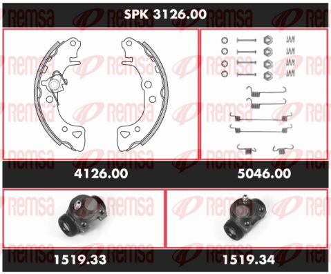 REMSA Комплект тормозов, барабанный тормозной механизм SPK 3126.00