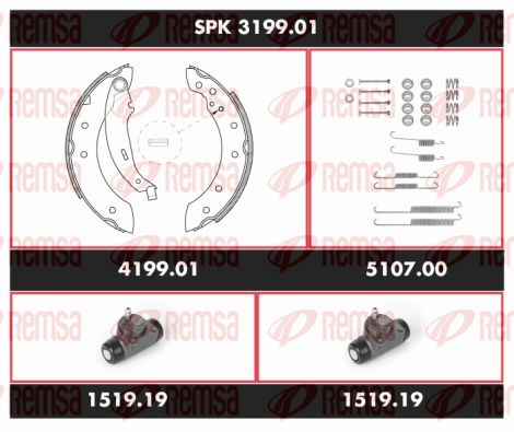 REMSA Комплект тормозов, барабанный тормозной механизм SPK 3199.01