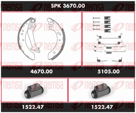 REMSA Комплект тормозов, барабанный тормозной механизм SPK 3670.00