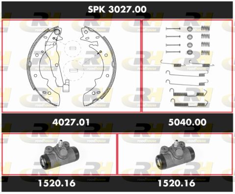 ROADHOUSE Комплект тормозов, барабанный тормозной механизм SPK 3027.00