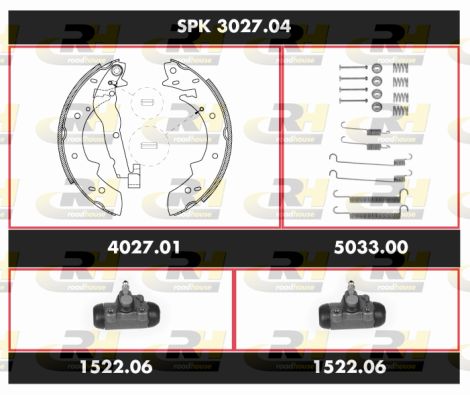 ROADHOUSE Комплект тормозов, барабанный тормозной механизм SPK 3027.04