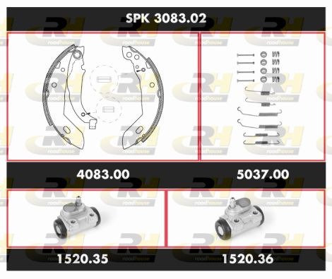 ROADHOUSE Комплект тормозов, барабанный тормозной механизм SPK 3083.02