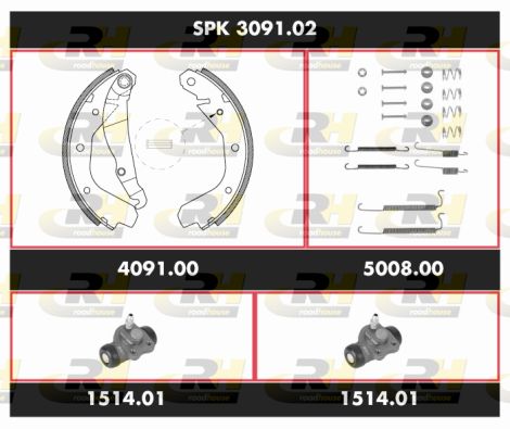 ROADHOUSE Комплект тормозов, барабанный тормозной механизм SPK 3091.02
