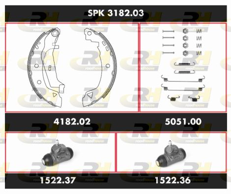 ROADHOUSE Комплект тормозов, барабанный тормозной механизм SPK 3182.03