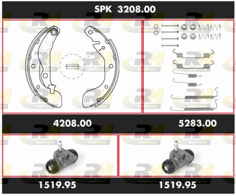 ROADHOUSE Комплект тормозов, барабанный тормозной механизм SPK 3208.00