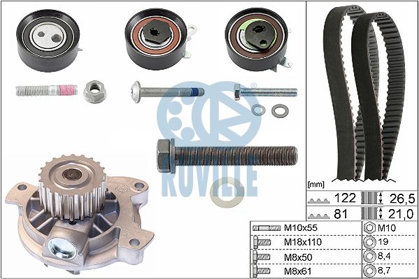 RUVILLE Водяной насос + комплект зубчатого ремня 55446721