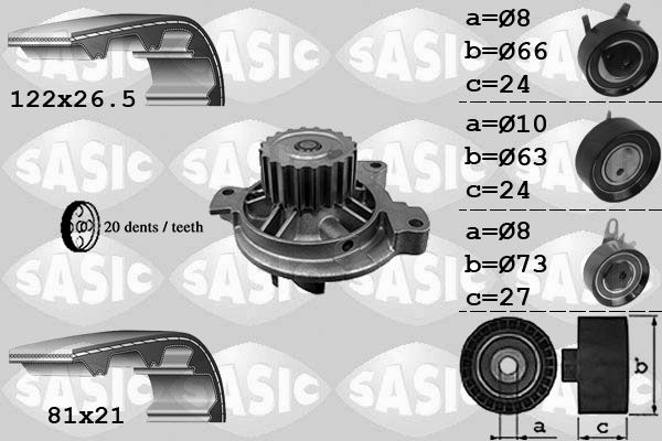 SASIC Veepump + hammasrihmakomplekt 3906049