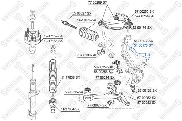 STELLOX Наконечник поперечной рулевой тяги 51-00178-SX