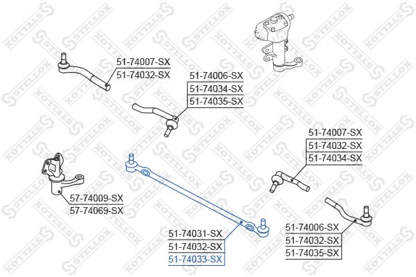 STELLOX Наконечник поперечной рулевой тяги 51-74033-SX