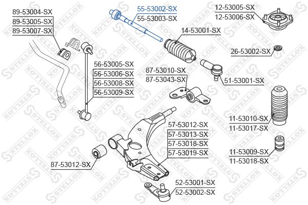 STELLOX Sisemine rooliots,roolivarras 55-53002-SX