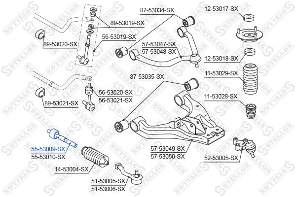 STELLOX Sisemine rooliots,roolivarras 55-53009-SX