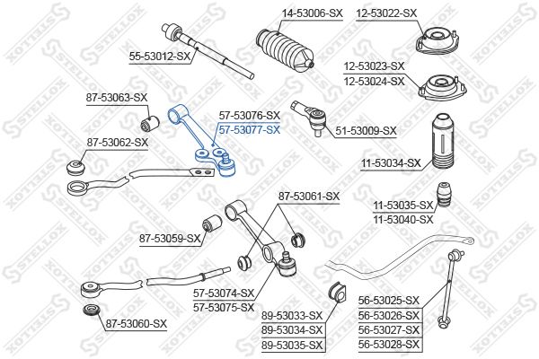 STELLOX Рычаг независимой подвески колеса, подвеска колеса 57-53077-SX