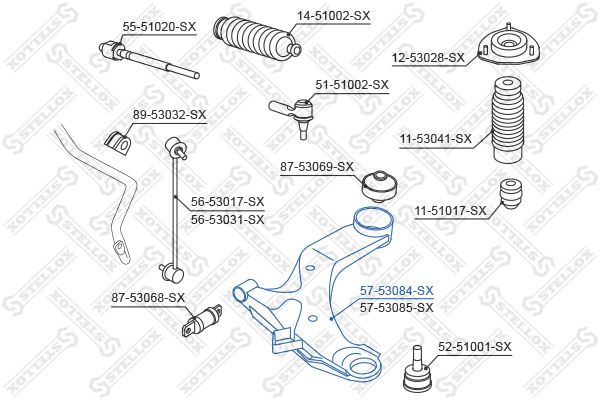 STELLOX Рычаг независимой подвески колеса, подвеска колеса 57-53084-SX