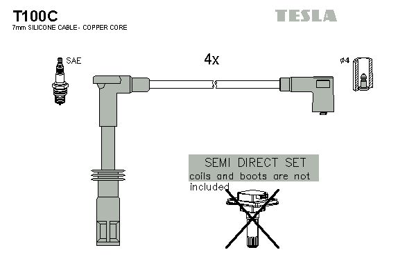 TESLA Комплект проводов зажигания T100C