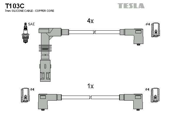 TESLA Комплект проводов зажигания T103C